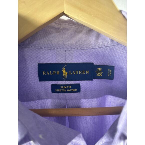 Ralph Lauren Slim Fit Stretch Oxford Shirt 15/38 Lavender Button Down - Picture 3 of 8